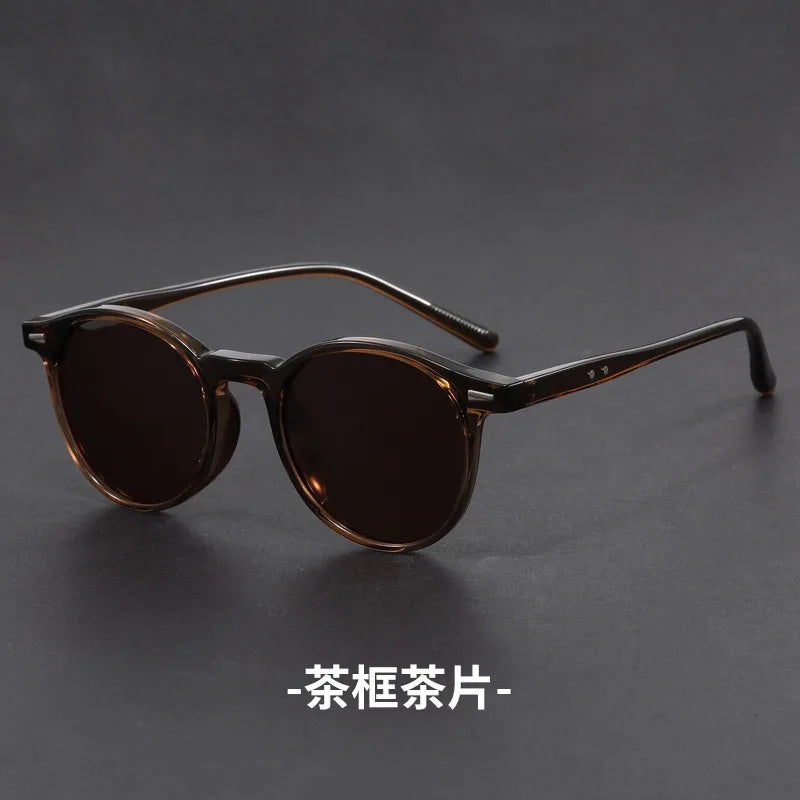Korean Ultra Light Polarized Sunglasses Round Frame UV400 Sun Glasses Retro Trendy Fashion Driving Shades Men Women Eyewear