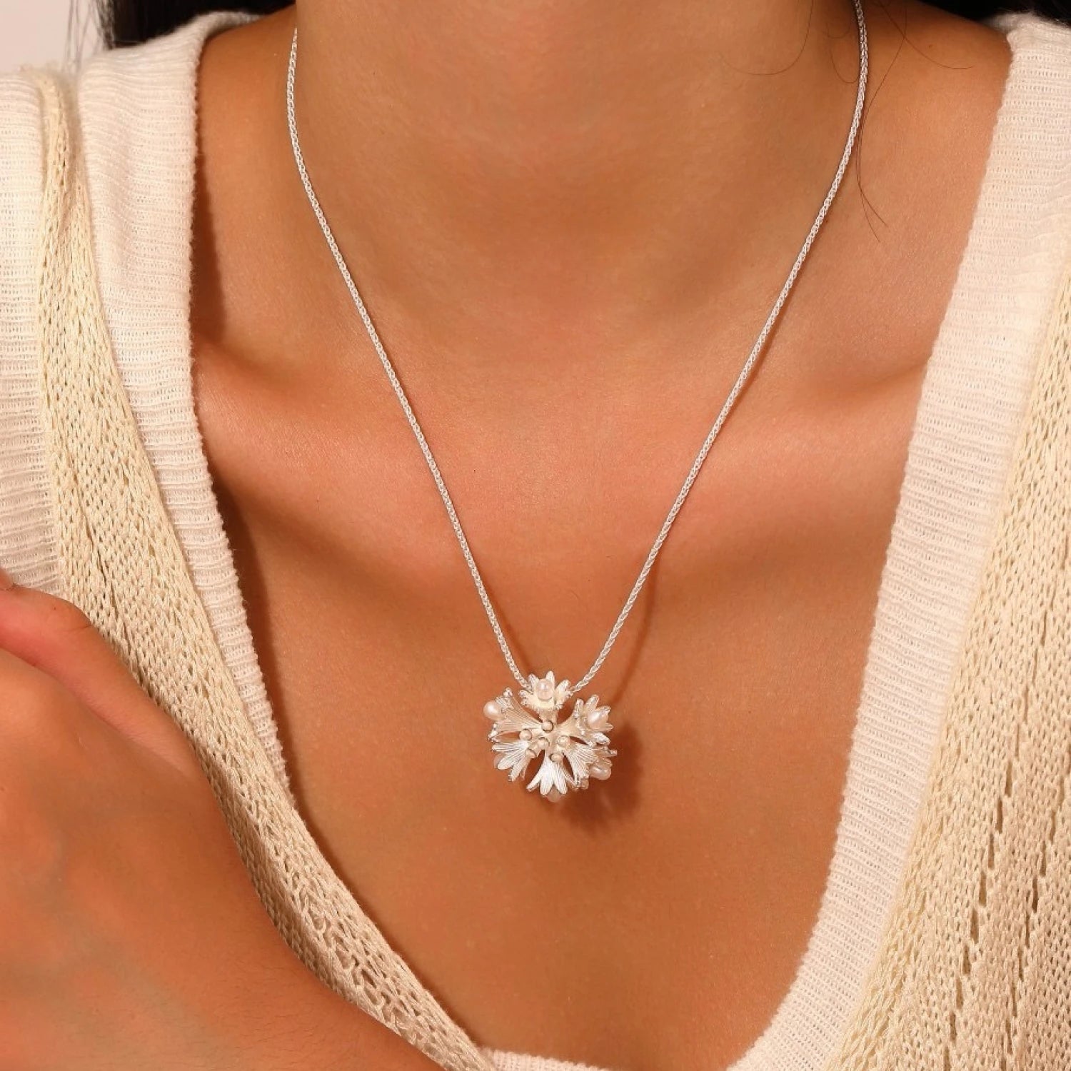 YAJUNIEL 24K Gold Plated Floral Pendant Necklace with Natural Pearls Hypoallergenic Brand Jewelry Gift for Women