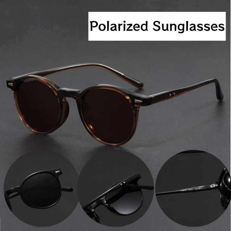 Korean Ultra Light Polarized Sunglasses Round Frame UV400 Sun Glasses Retro Trendy Fashion Driving Shades Men Women Eyewear