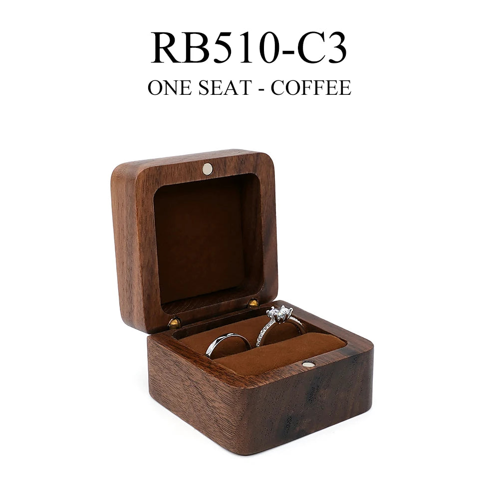 Wood Ring Box Wedding Jewelry Organizer Gift Box Personalized Engraving Proposal Ring Holder Bracelet Earring Packaging