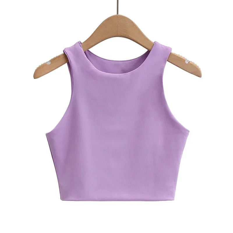 Women Sexy Slim Tops Summer Fashion O-neck Sleeveless Double Nylon Ladies Good Quality Tank Tops 6 Colors