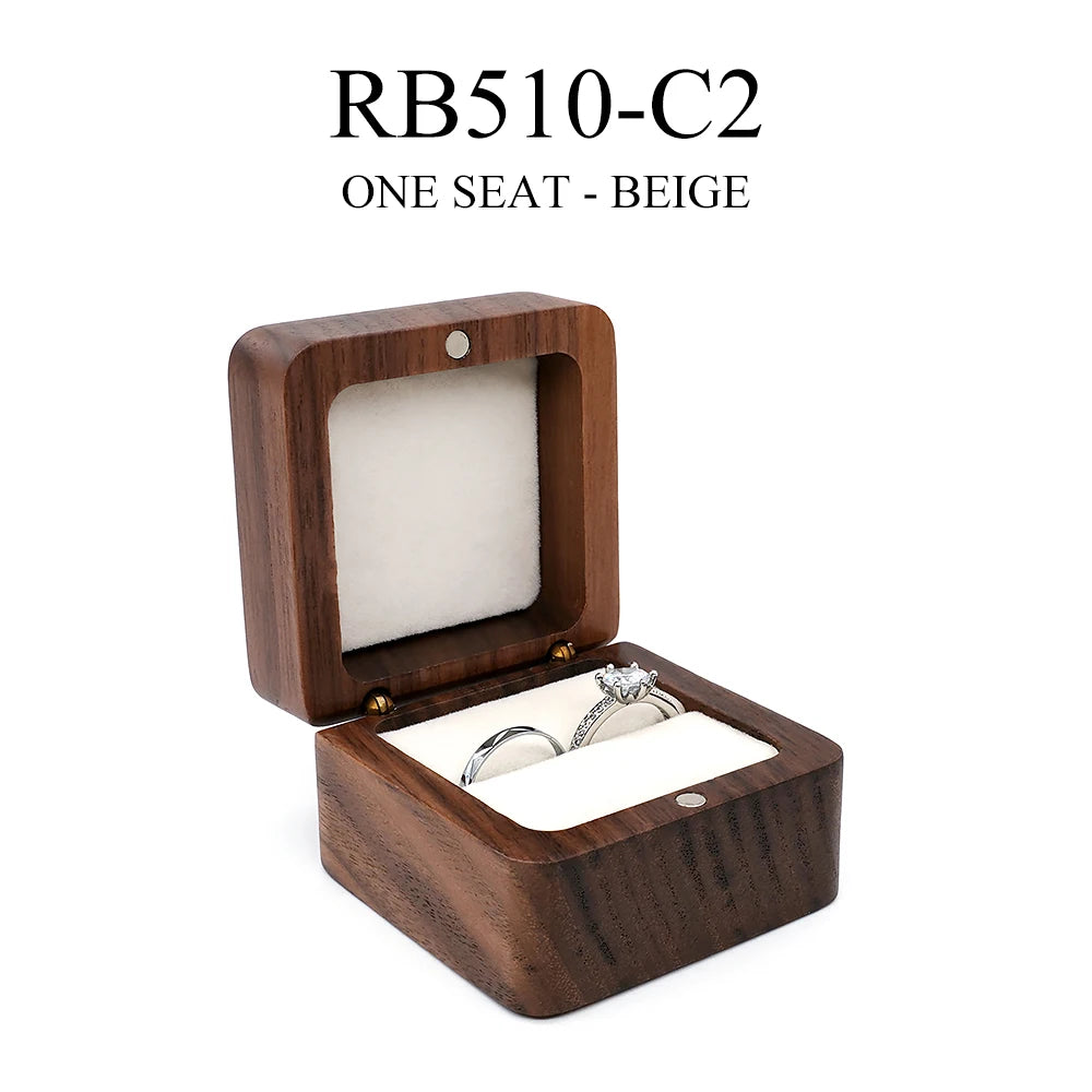 Wood Ring Box Wedding Jewelry Organizer Gift Box Personalized Engraving Proposal Ring Holder Bracelet Earring Packaging