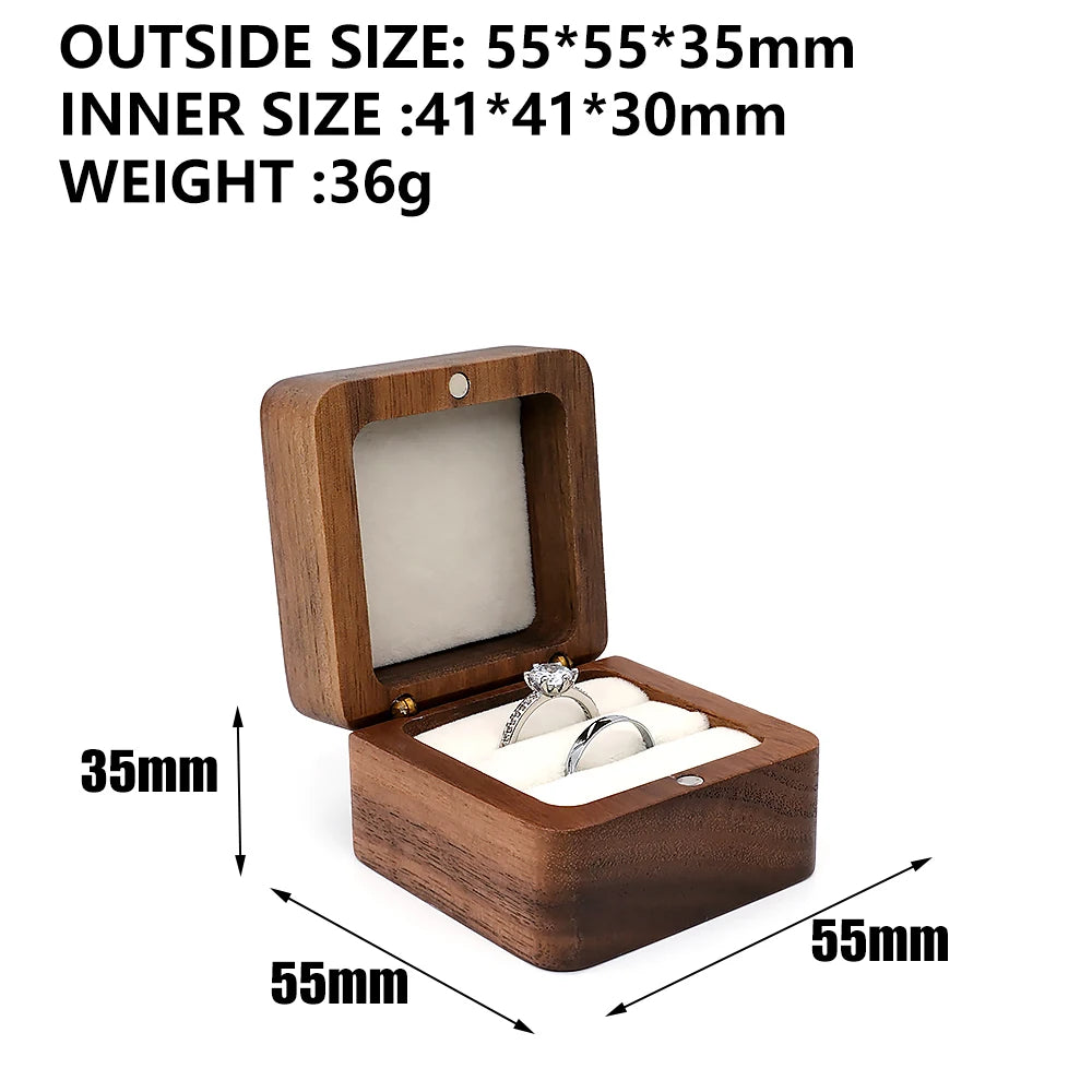 Wood Ring Box Wedding Jewelry Organizer Gift Box Personalized Engraving Proposal Ring Holder Bracelet Earring Packaging
