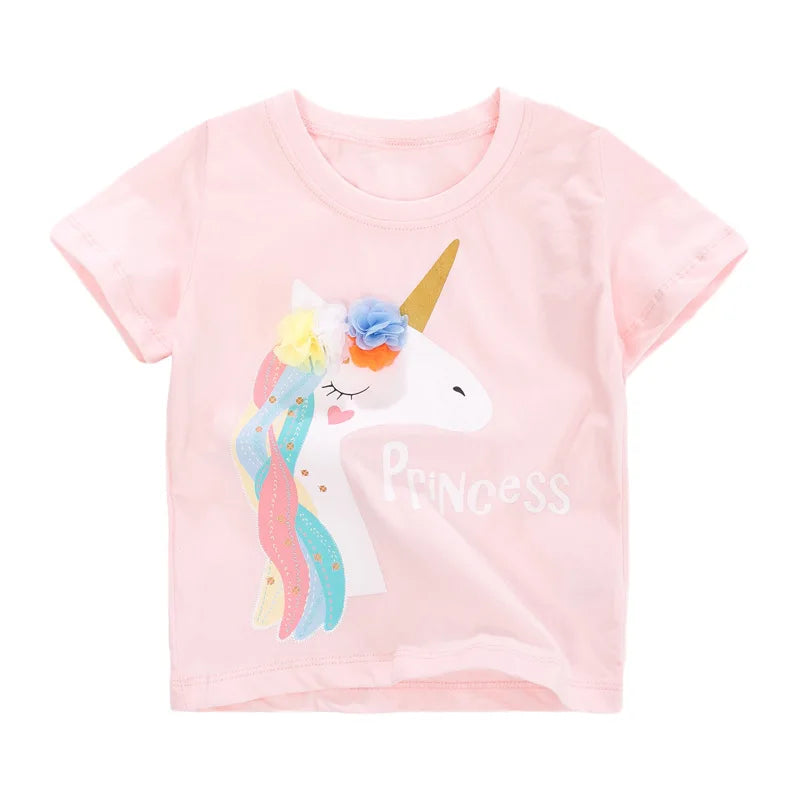 Little maven 2026 Cotton T-shirt Short Sleeves Summer Clothes with Little Bees Lovely for Baby Girls Kids 2 to 7 year