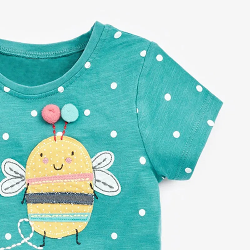 Little maven 2026 Cotton T-shirt Short Sleeves Summer Clothes with Little Bees Lovely for Baby Girls Kids 2 to 7 year