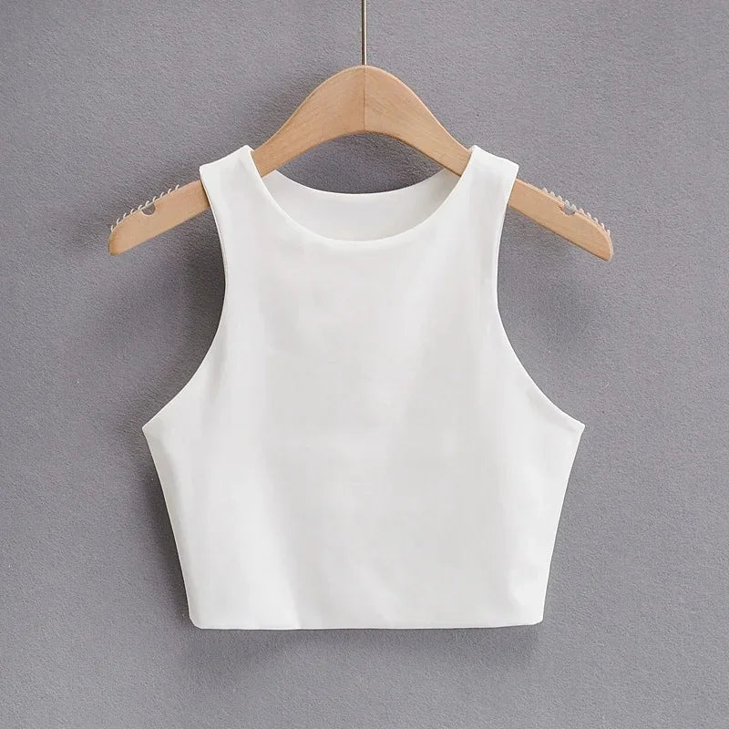 Women Sexy Slim Tops Summer Fashion O-neck Sleeveless Double Nylon Ladies Good Quality Tank Tops 6 Colors