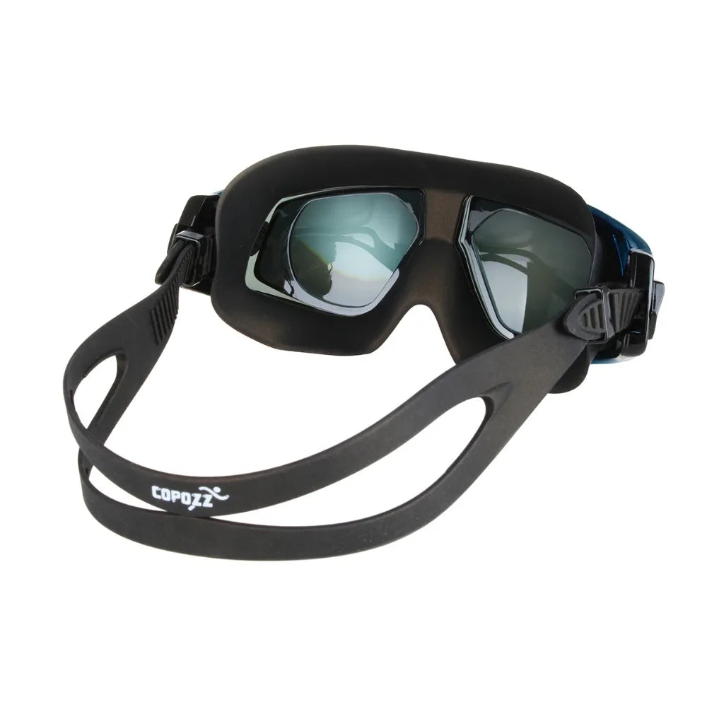 Copozz Nearsighted Swimming Goggles Waterproof Anti Fog UV Eyewear Silicon Mirrored Large Frame Unisex Sport Myopia Swim Mask