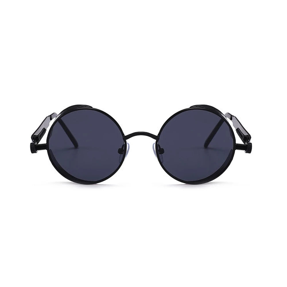 VIVIBEE Vintage Steampunk Red Sunglasses Men Round Punk Alloy Metal Retro Sun Glasses Women 2026 Goggles Gothic Style Shades