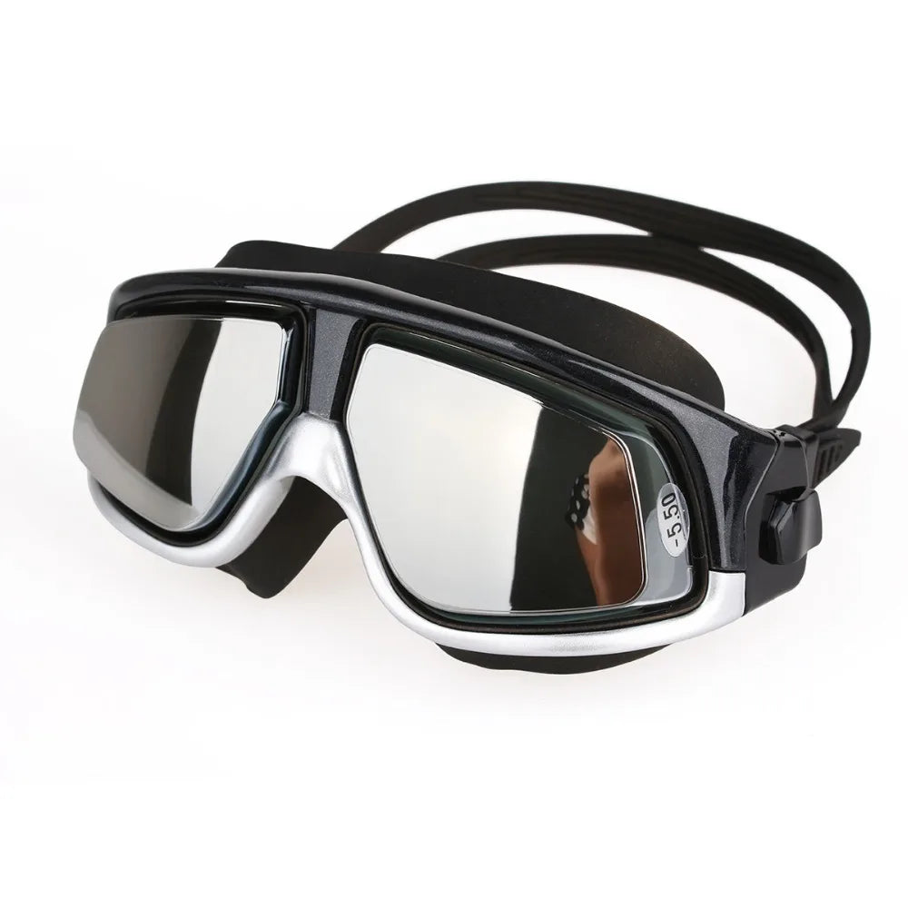 Copozz Nearsighted Swimming Goggles Waterproof Anti Fog UV Eyewear Silicon Mirrored Large Frame Unisex Sport Myopia Swim Mask