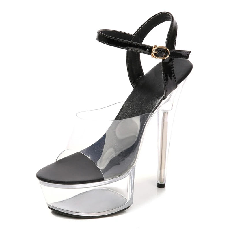 New Woman shoes summer sandals heel transparent female platform High Heels Crystal pole dance wedding dress 2025 stripper shoes