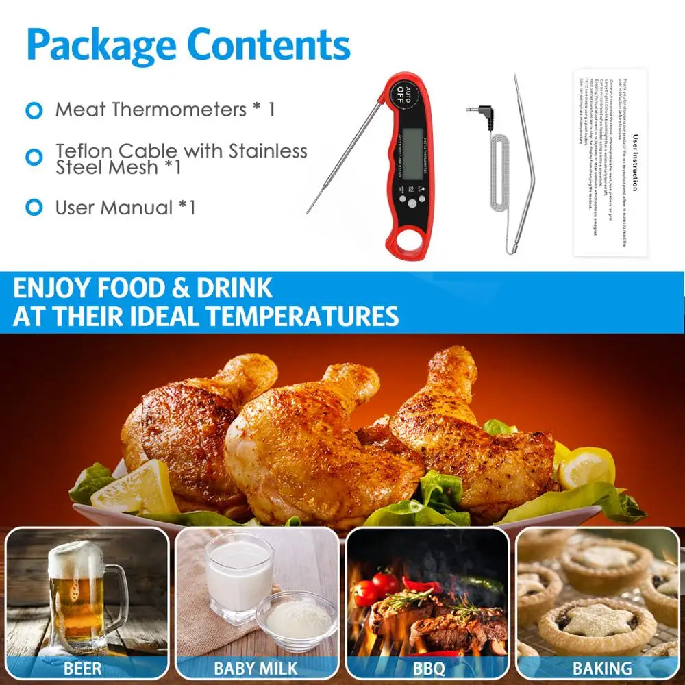 ORIA Food Thermometer Digital Kitchen bbq Thermometer Meat Water Milk Cooking Probe BBQ Electronic Oven Waterproof Kitchen Tools
