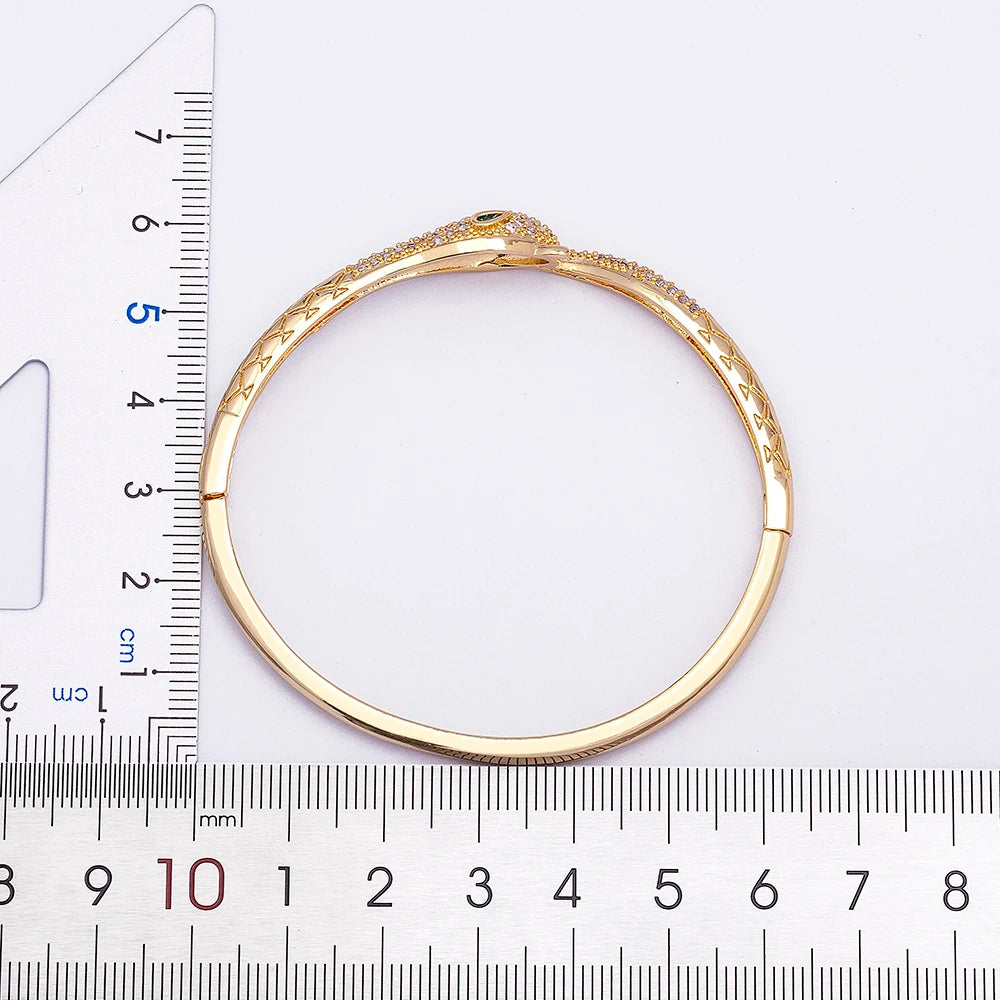 New Arrival European and American Fashion Copper Cubic Zircon  Cuff Adjustable Snake Bangle Jewelry Fine Party Wedding Gift