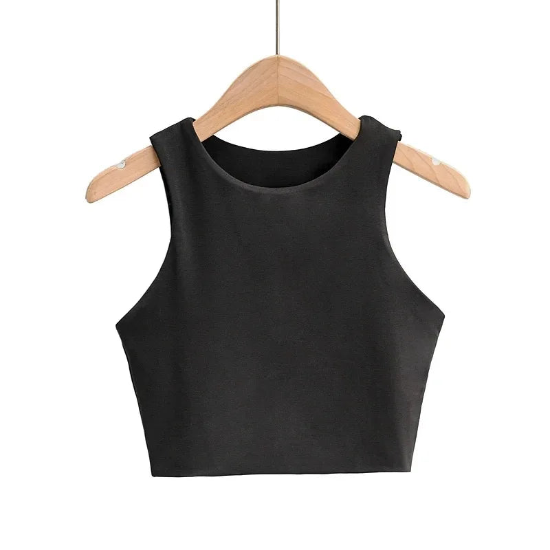 Women Sexy Slim Tops Summer Fashion O-neck Sleeveless Double Nylon Ladies Good Quality Tank Tops 6 Colors