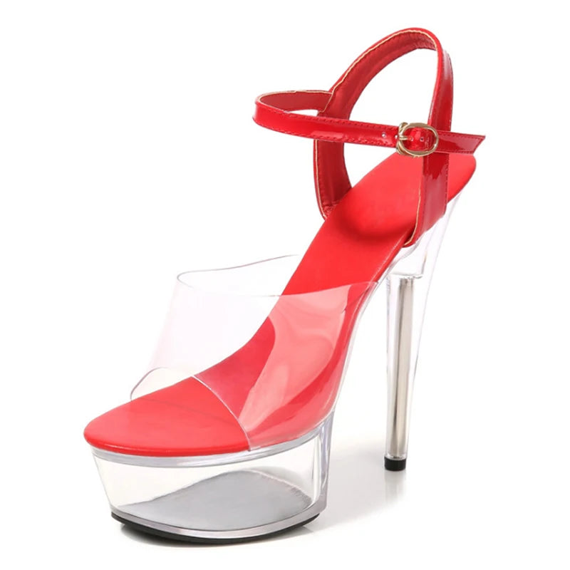 New Woman shoes summer sandals heel transparent female platform High Heels Crystal pole dance wedding dress 2025 stripper shoes