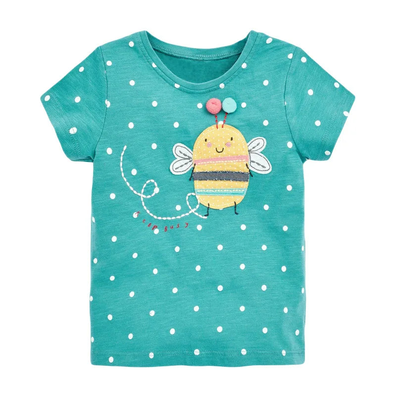 Little maven 2026 Cotton T-shirt Short Sleeves Summer Clothes with Little Bees Lovely for Baby Girls Kids 2 to 7 year
