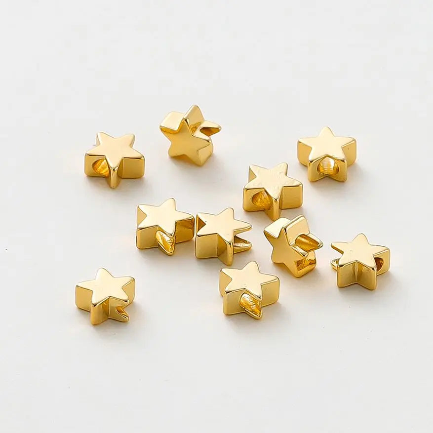 20pcs/lot 14K/18K Gold Color Plated Star Shape Beads Bracelet Spacer Beads for DIY Jewelry  Necklace Decorate Making Supplies