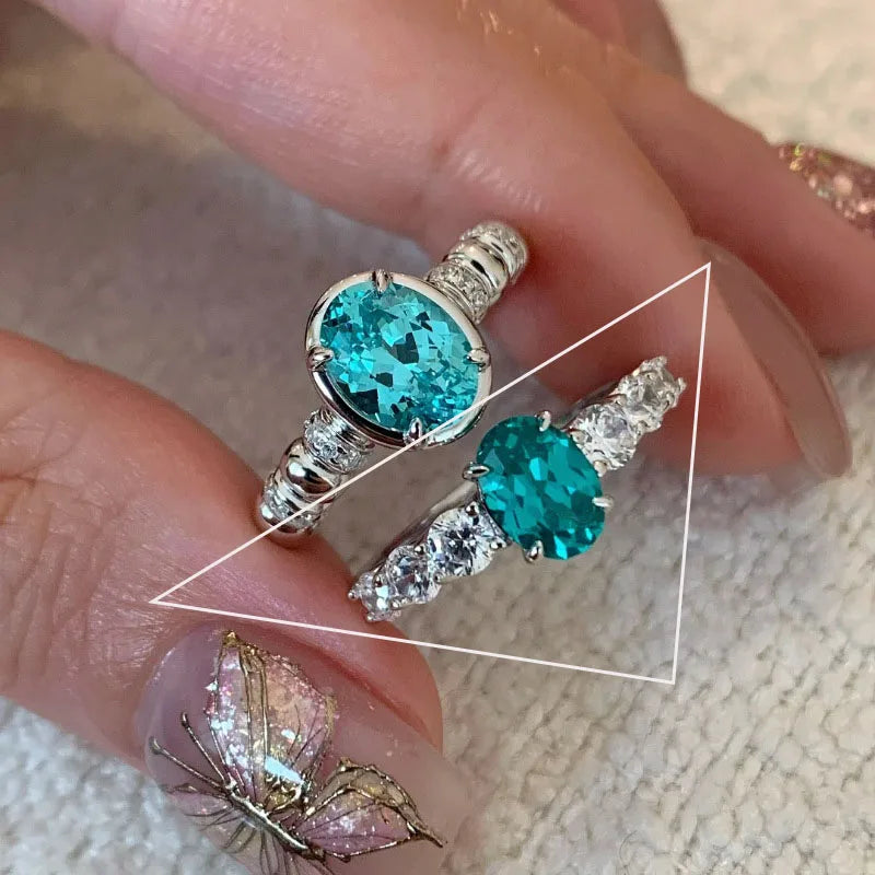 VENTFILLE 925 Sterling Silve Green Crystal Geometry Ring Square Retro Sweet Jewelry Birthday Gift Dropshipping