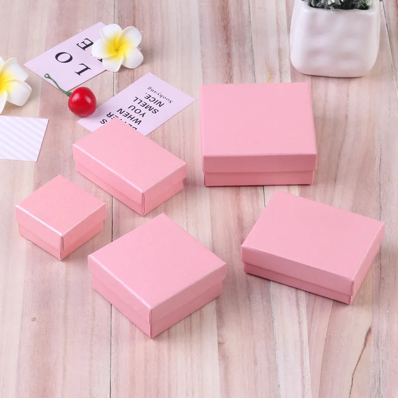 12pack White Black Cardboard Jewelry Box Earings Rings Necklace Storage Boxes 7x9x3cm Kraft Paper Travel Wedding Gift Dust Case