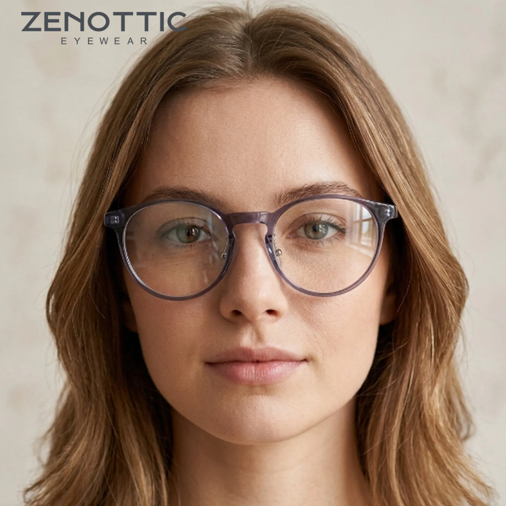 ZENOTTIC Fashion Round Optical Prescription Eyeglasses Frames for Men Women Ultralight All Day Comfort Spectacle Frame