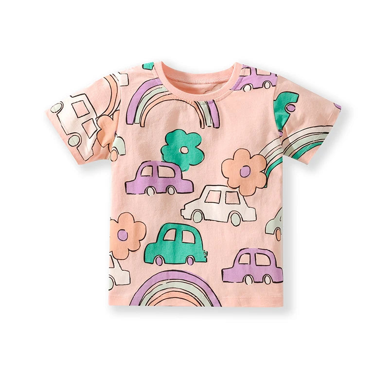 Little maven 2026 Cotton T-shirt Short Sleeves Summer Clothes with Little Bees Lovely for Baby Girls Kids 2 to 7 year