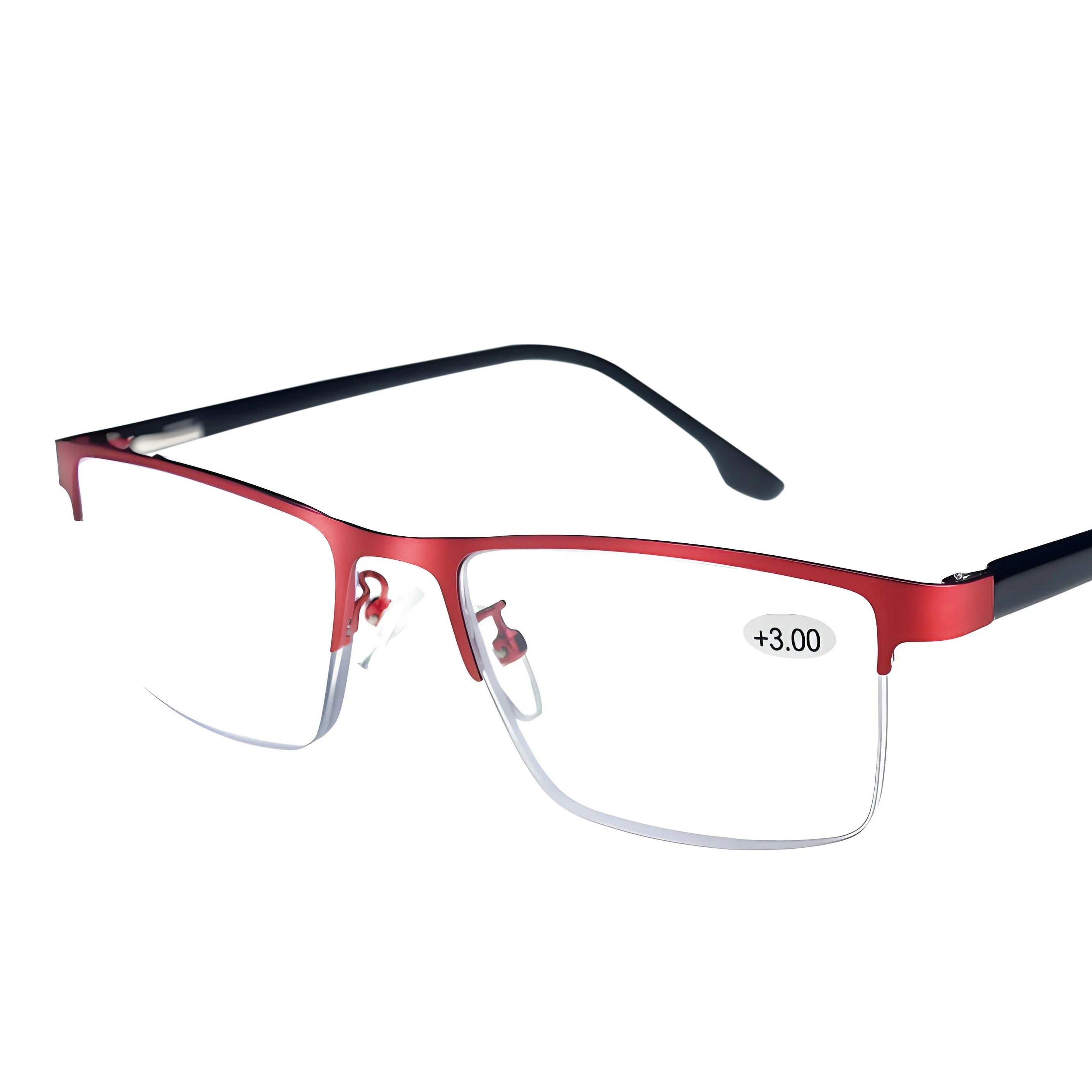 DBYLXMN Semi-Rimless Reading Glasses for office work Metal Frame Anti Blue Light Presbyopia Eyeglasses Business Readers
