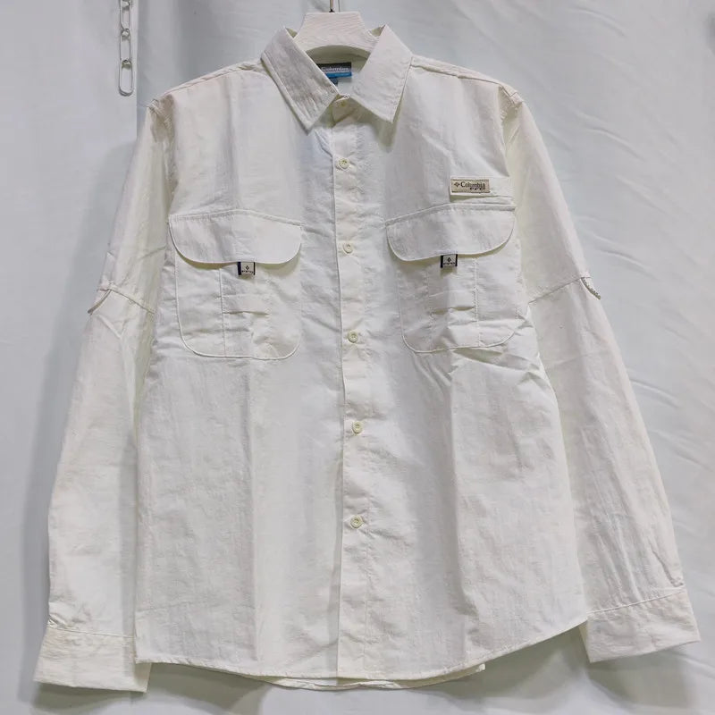 Middle aged and young men business casual Summer sun protection Shirt men Men's collar workwear shirt, workwear, pocket casual