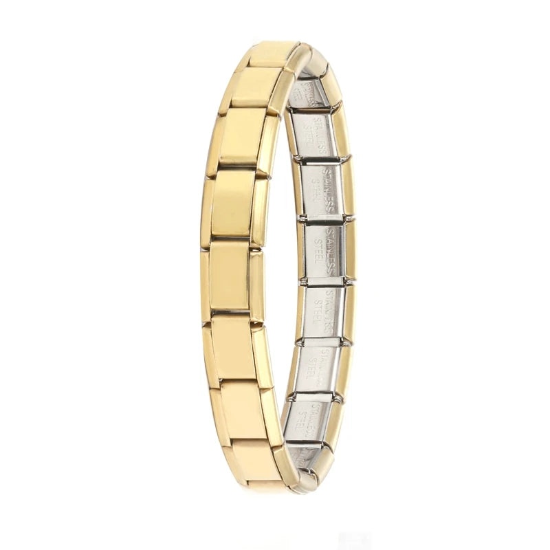 Fashion Stainless Steel Italian Elastic Charm Bracelet 9mm Width Bracelet Bangle Simple Design Girls Men Women DIY Jewelry Gifts