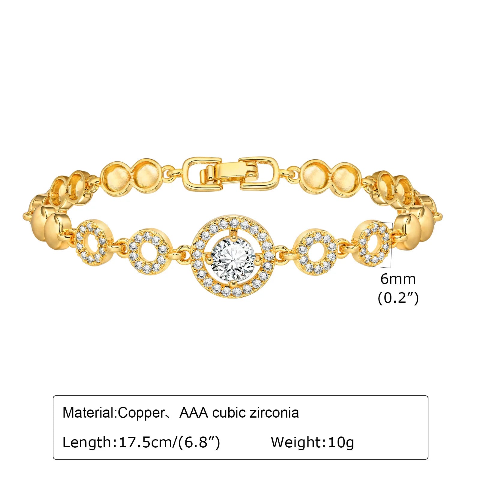 Elegant Pave Link Women's Chain Bracelets Cubic Zirconia Inlay Statement Jewelry