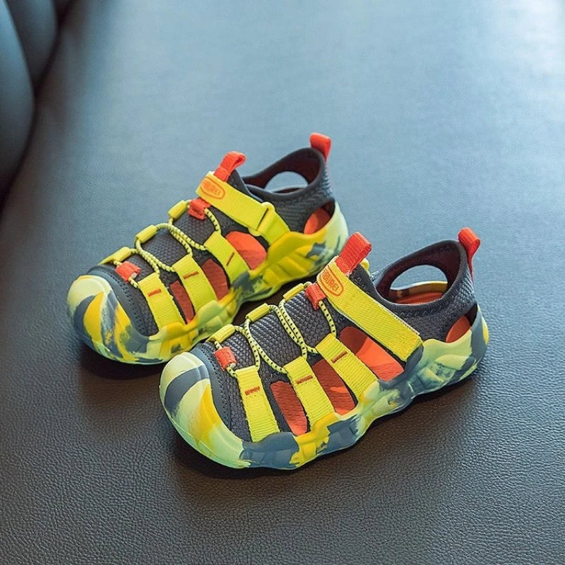 Trend Sandals Non Slip Comfortable Hiking Sneakers Children's Hollow Outdoor Beach Shoes Summer New Mesh Breathable Fashion
