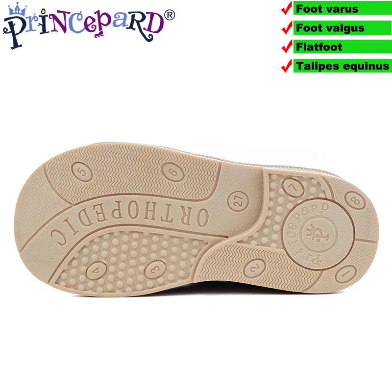 Princepard Summer Kids Orthopedic Sandals Boys Girls Genuine Leather Footwear Toddler Walking Correcting Shoes with Arch Support