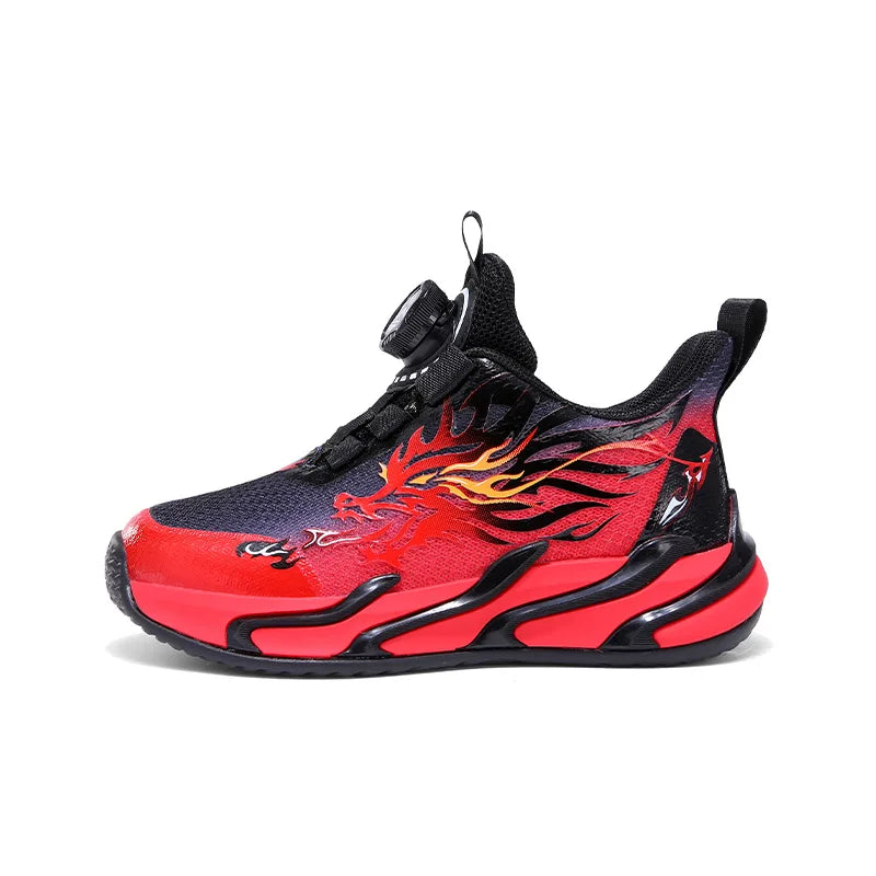 Boys' Breathable Running Shoes 2025 Style Button Design Mesh Soft Bottom Anti-Slip Children's Sport Shoes Comfortable All-Season