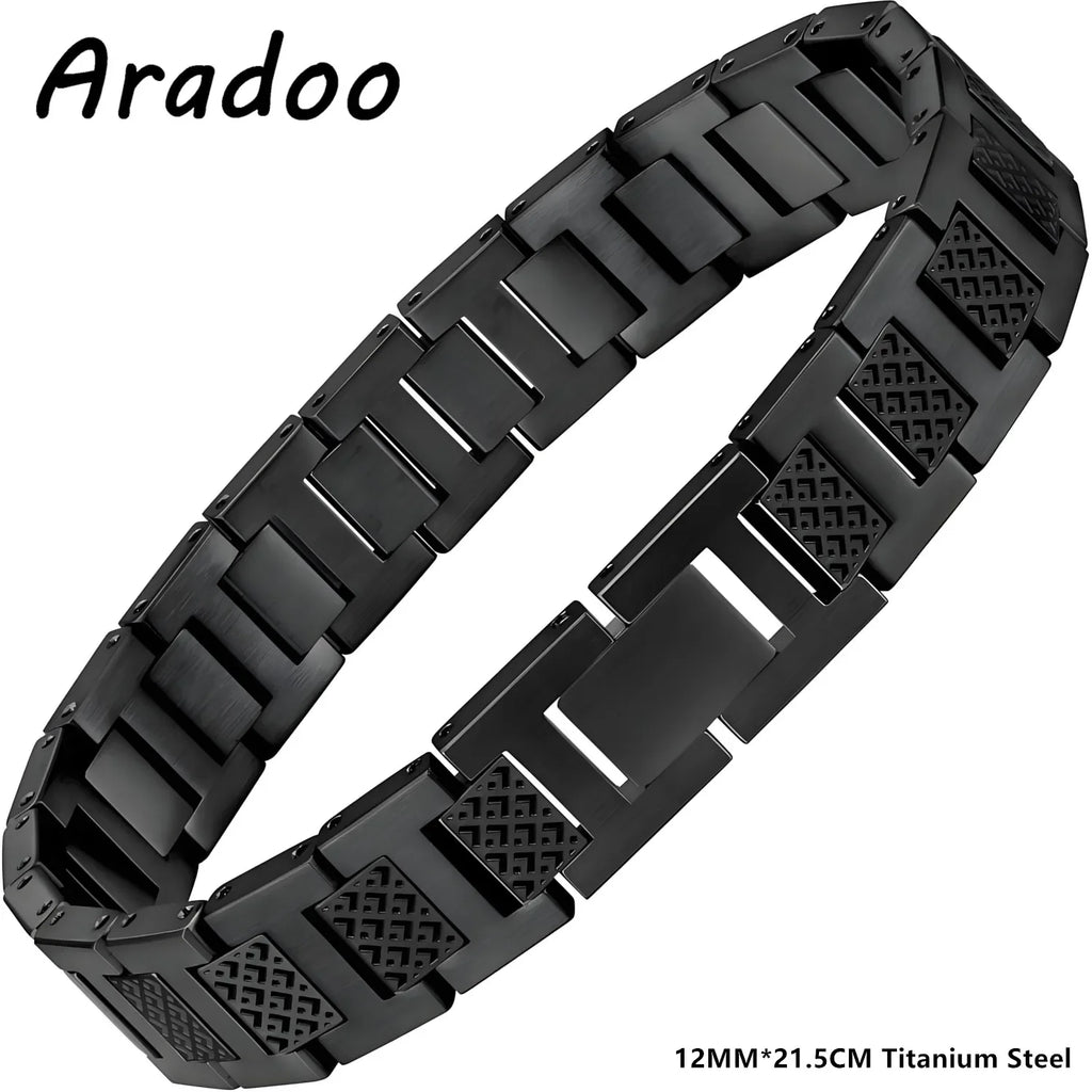 ARADOO Titanium Steel Men's Bracelet Crocodile-Pattern Link Chain Premium Business Jewelry Gift
