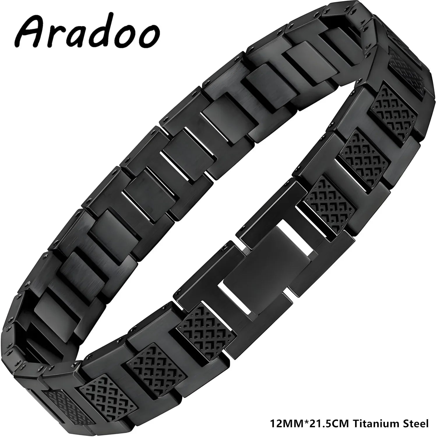 ARADOO Titanium Steel Men's Bracelet Crocodile-Pattern Link Chain Premium Business Jewelry Gift
