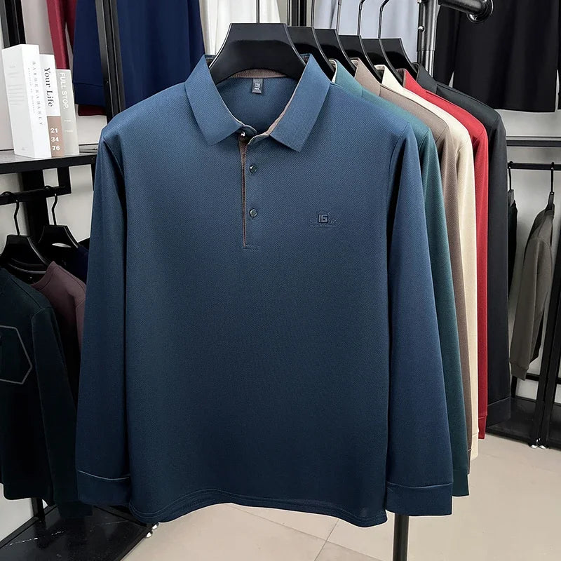 2026 Men's Business Casual Short Sleeved Shirt with Badge Solid Color Polo Shirt Fashionable Comfortable Versatile Top