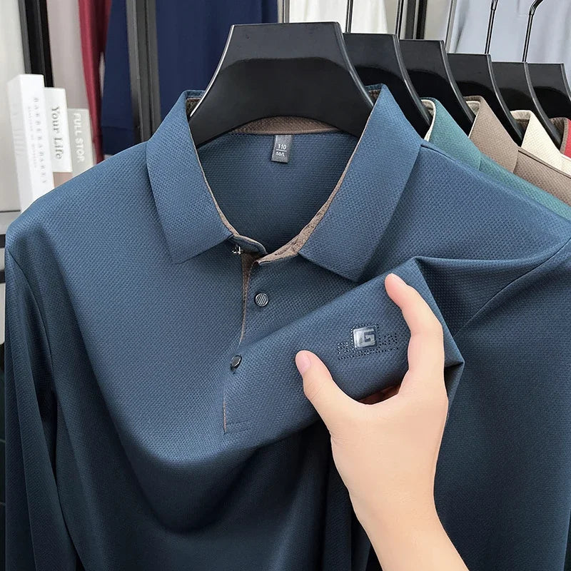2026 Men's Business Casual Short Sleeved Shirt with Badge Solid Color Polo Shirt Fashionable Comfortable Versatile Top