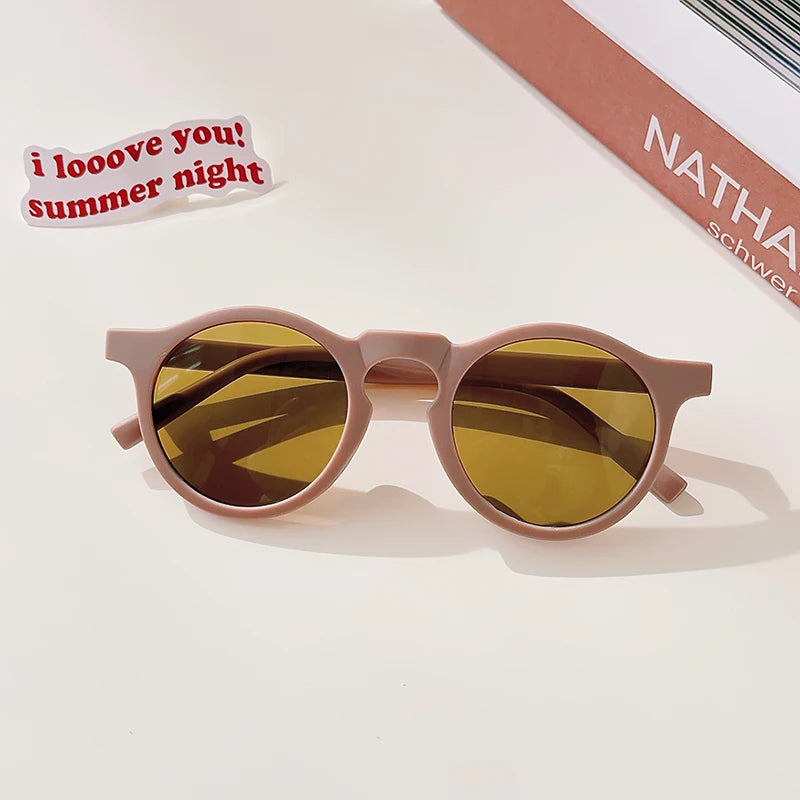New Children Cute Checker Panel Color Round UV400 Sunglasses Baby Girls Outdoor Sun Protection Sunglasses Kid Sun Glasses