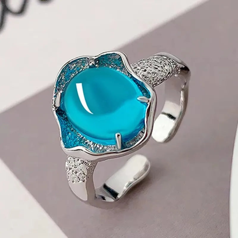 VENTFILLE 925 Sterling Silve Green Crystal Geometry Ring Square Retro Sweet Jewelry Birthday Gift Dropshipping