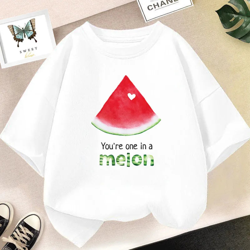 Lovely Avocado T Shirts for Girls Tops Summer Loose Cartoon Aesthetic Casual T Shirt Vintage Lemon Fruit Tshirt