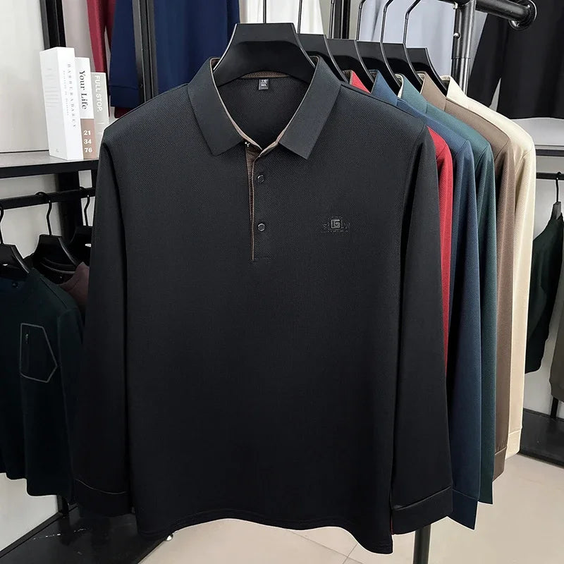 2026 Men's Business Casual Short Sleeved Shirt with Badge Solid Color Polo Shirt Fashionable Comfortable Versatile Top