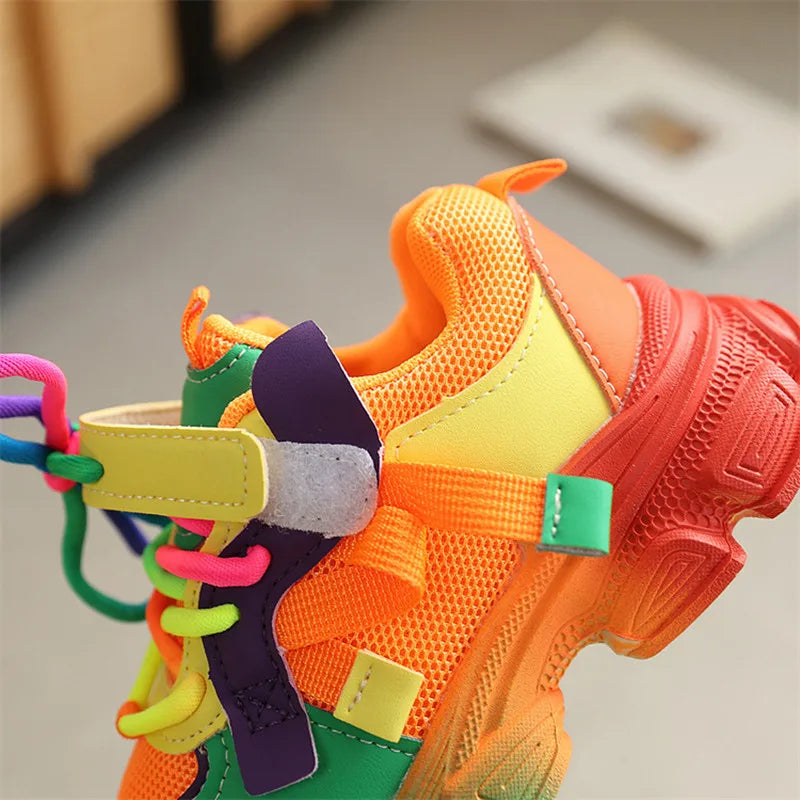 2026 New Spring Children Shoes Colorful Fashion Breathable Kids Outdoor Tennis Soft Sole Sport Shoes Fashion Girls Boys Sneakers