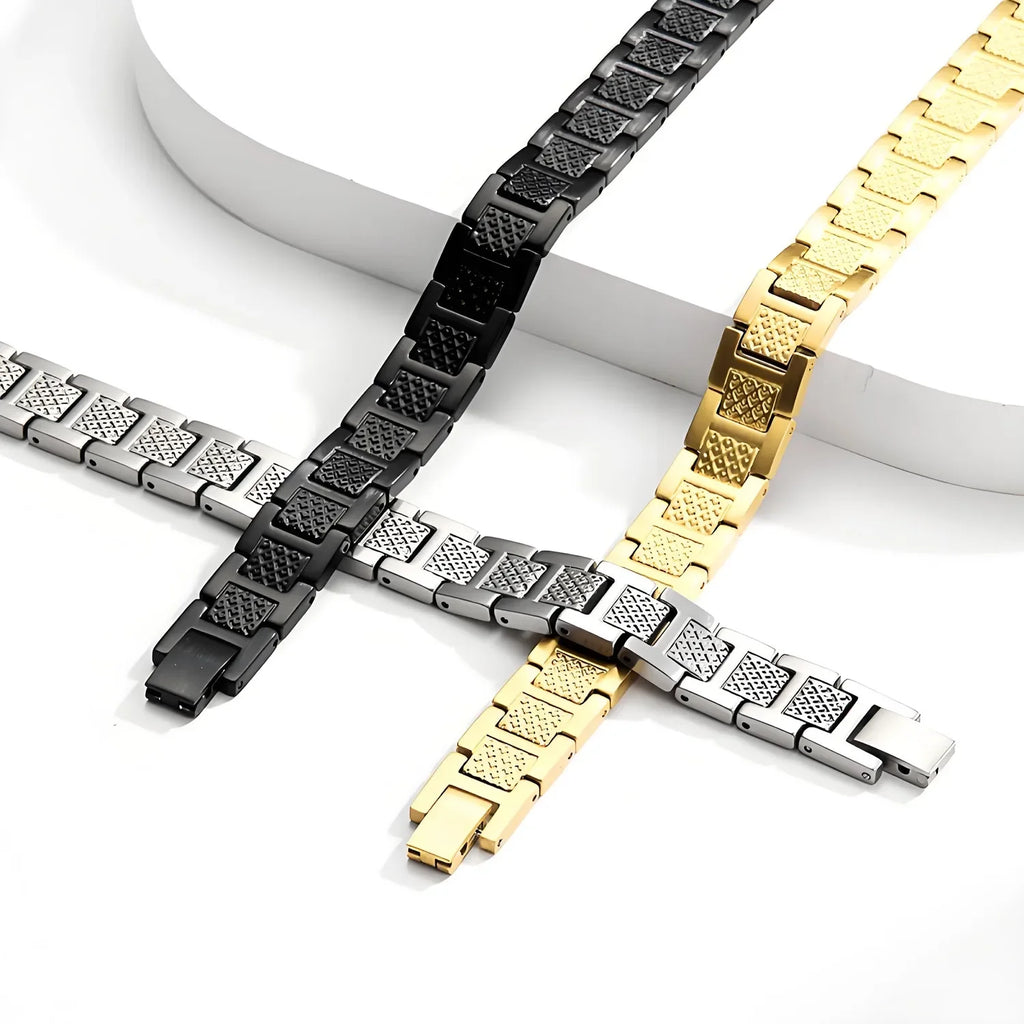 ARADOO Titanium Steel Men's Bracelet Crocodile-Pattern Link Chain Premium Business Jewelry Gift