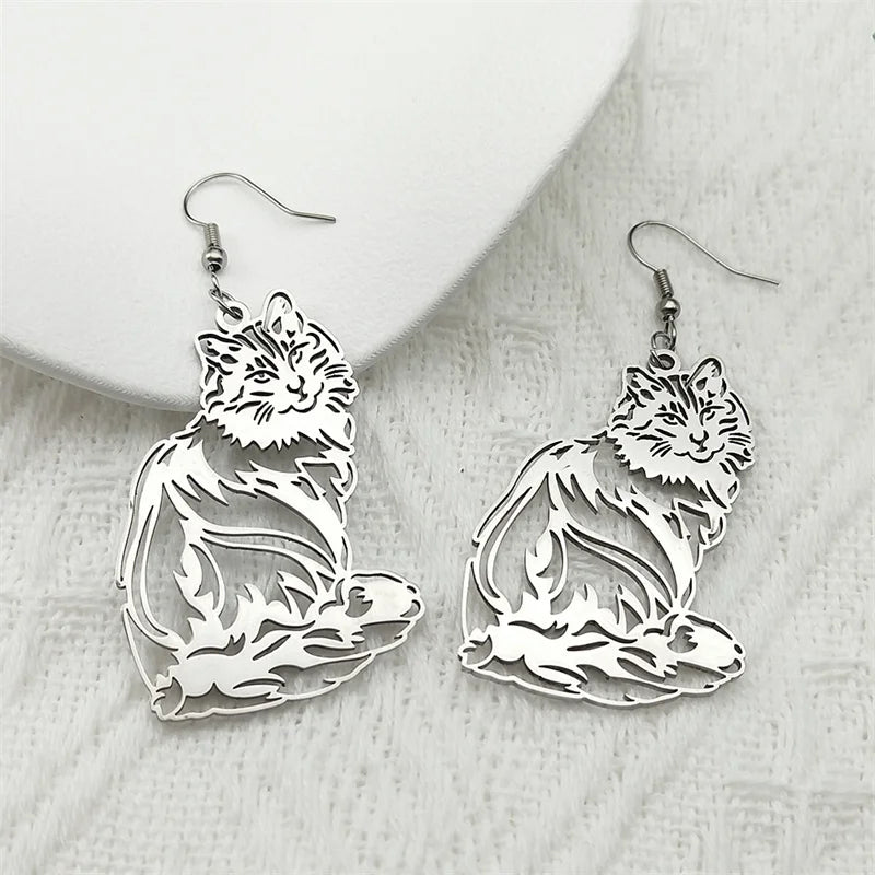 Cute Cat Ragdoll Kitty Pendant Necklace for Women Men Stainless Steel Silver Color Chain Pet Lover Gift Jewelry colar N3213S01