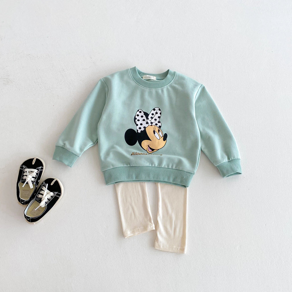 Autumn Winter Girl Sweatshirt Hoodies Clothing Set Mickey Mouse Top + Pants Kids Girl Children Girl Child Bottom Top Suit