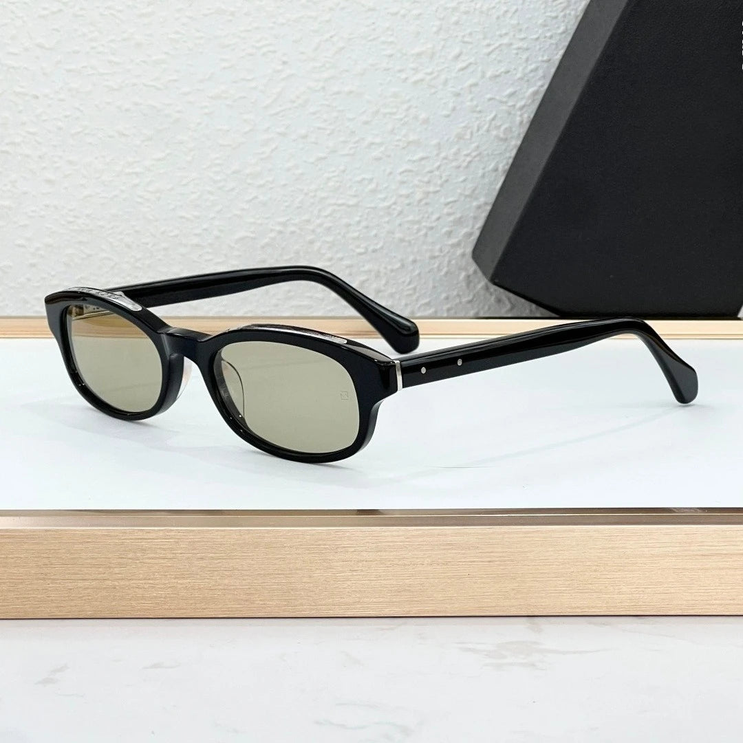 LOWRIDER Oval Sunglasses Thick Acetate Frame UV400 American Vintage Style Fashion Eyewear for Men Women with Case