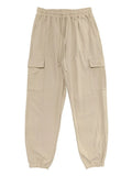 Men's Cotton Linen Cargo Jogger Pants Elastic Waist Drawstring Multi Pockets Casual Breathable Streetwear Trousers for Men