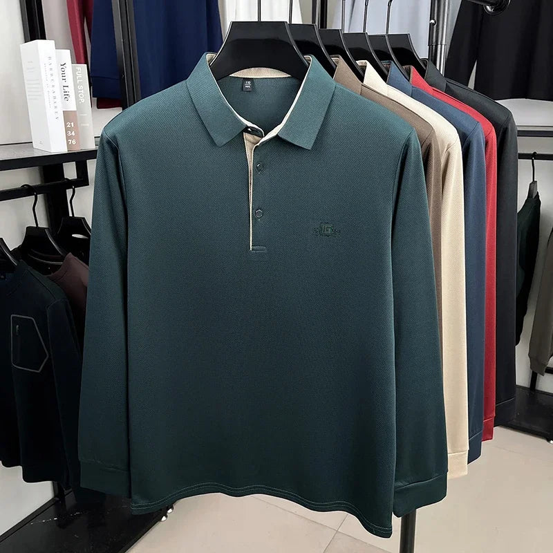 2026 Men's Business Casual Short Sleeved Shirt with Badge Solid Color Polo Shirt Fashionable Comfortable Versatile Top
