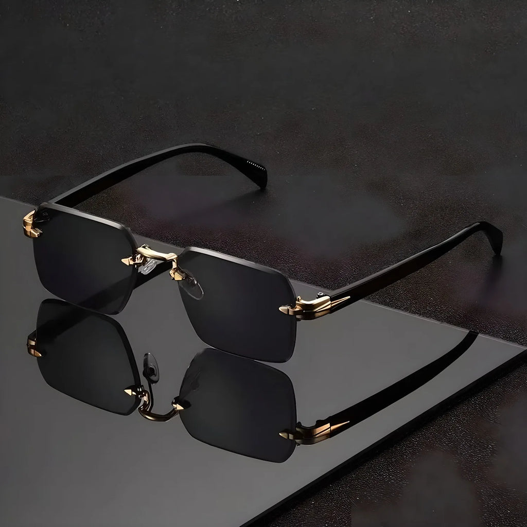 Luxury Rimless Square Sunglasses Men Women Metal Hinge Cut Edge UV400 Retro Elegant Ethnic Fashion Trendy Shades 2239