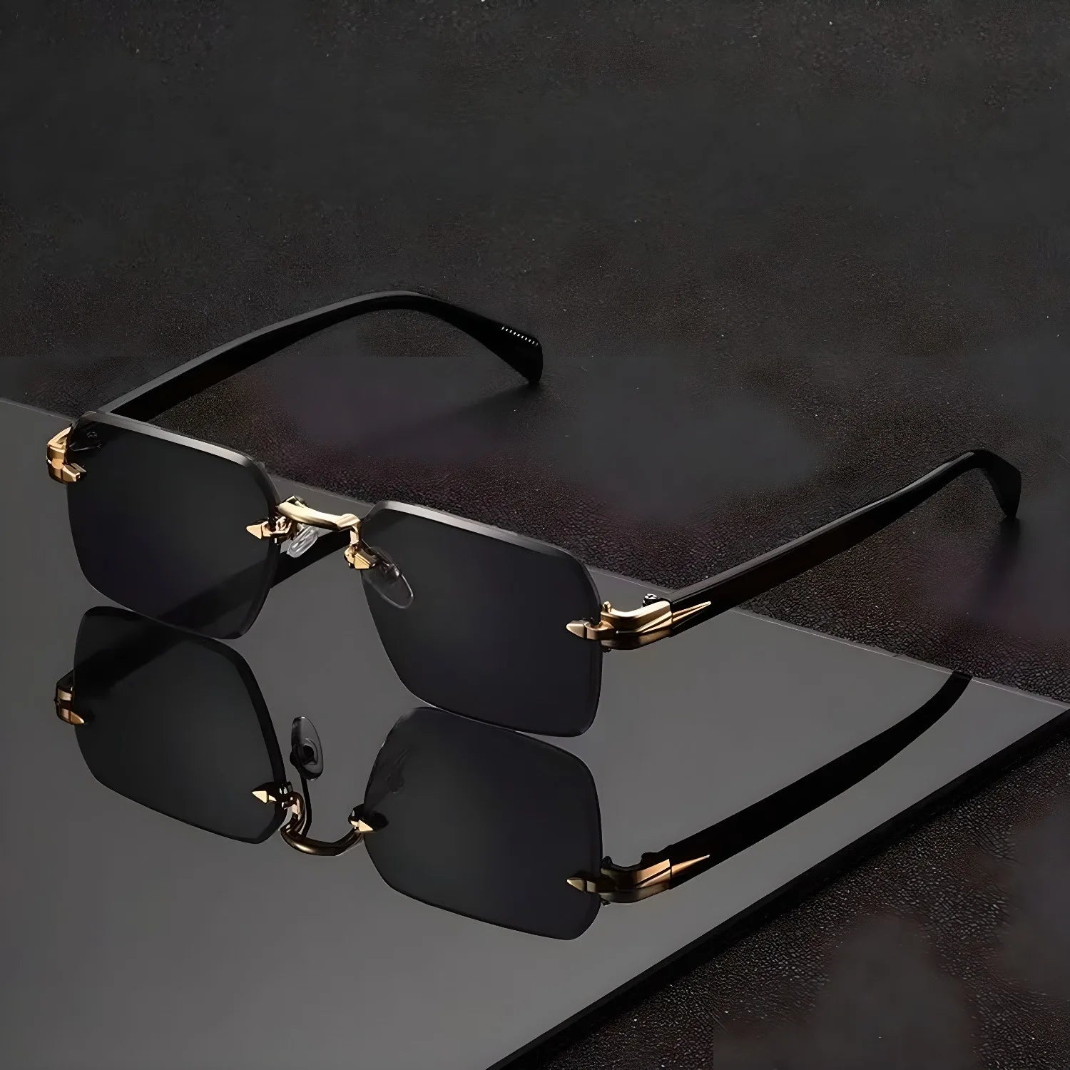 Luxury Rimless Square Sunglasses Men Women Metal Hinge Cut Edge UV400 Retro Elegant Ethnic Fashion Trendy Shades 2239
