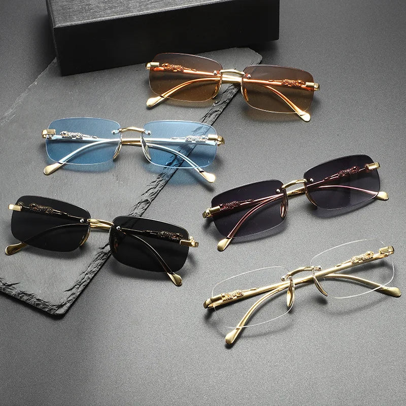 Perfect Fashion Leopard Decor Unframed Men's and Women's Sports Glasses Suitable for Holiday Parties