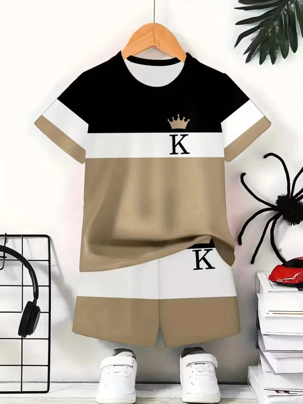 Boys Clothes Casual Colorblock Short Sleeve T-Shirt Shorts Set 2PCS Comfort Outdoor Quick Drying Sport Shirt Casual Children Top